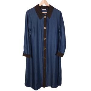 Soft Surroundings Shirt Dress Medium Blue Denim Button Up Chic Grandmother